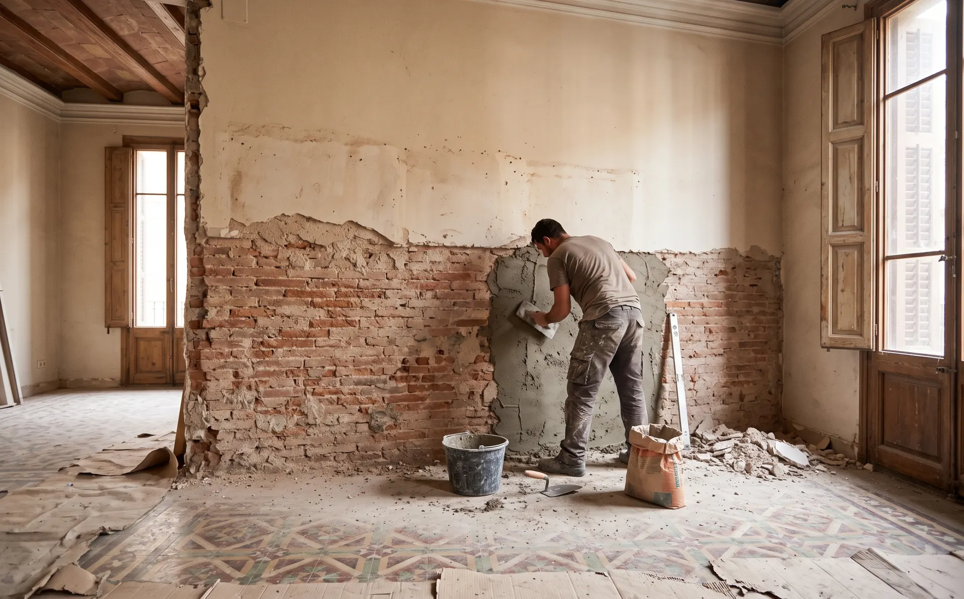 Pared picada y revoco transpirable nuevo