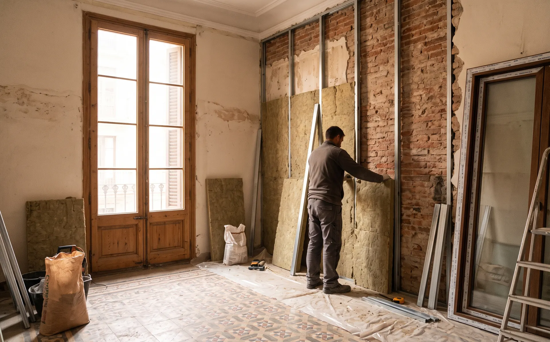 Aislamiento de una pared fría por el interior