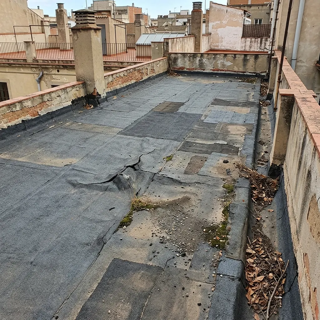 Cubierta en mal estado antes de la reparación