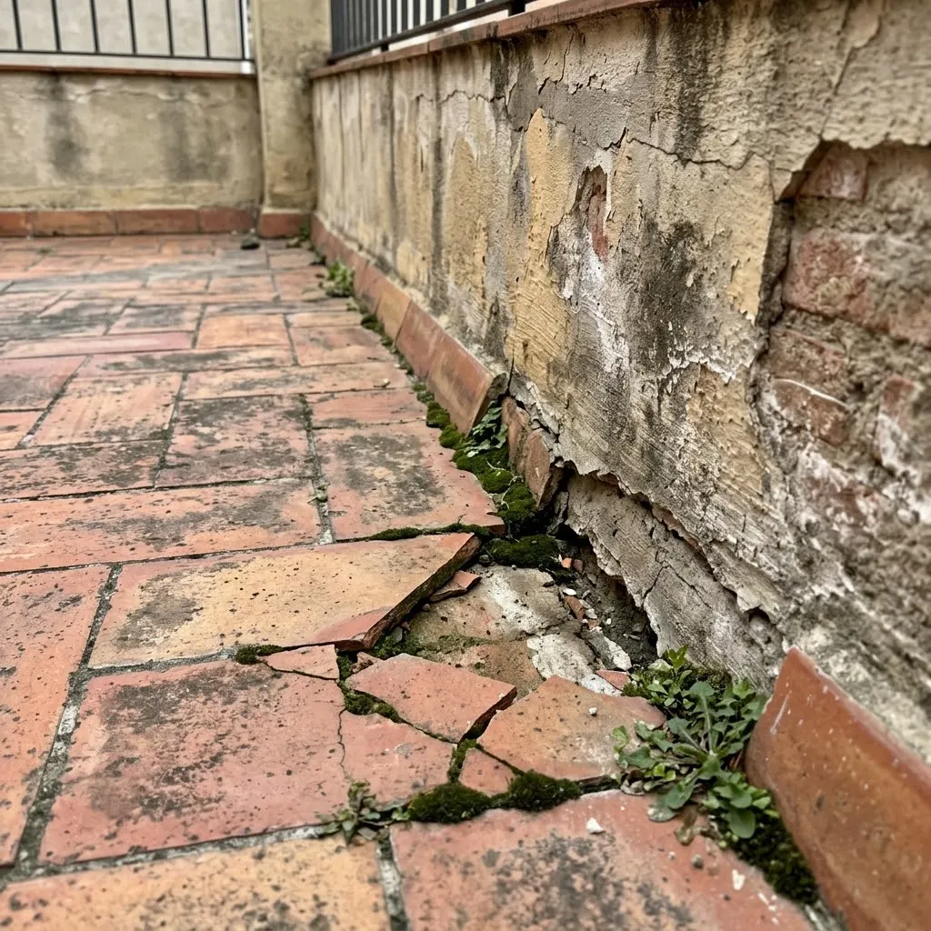 Punto de entrada del agua antes de la reparación
