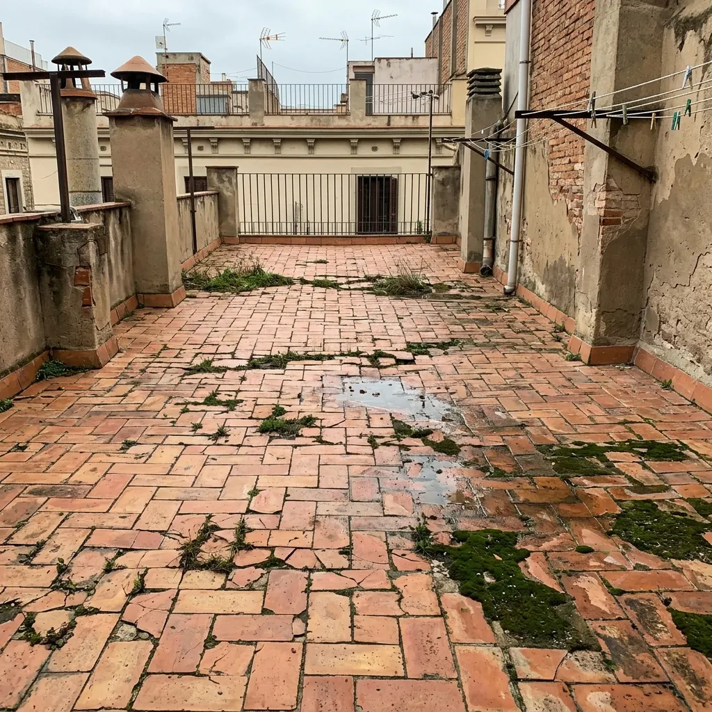 Terrado antes de la reparación