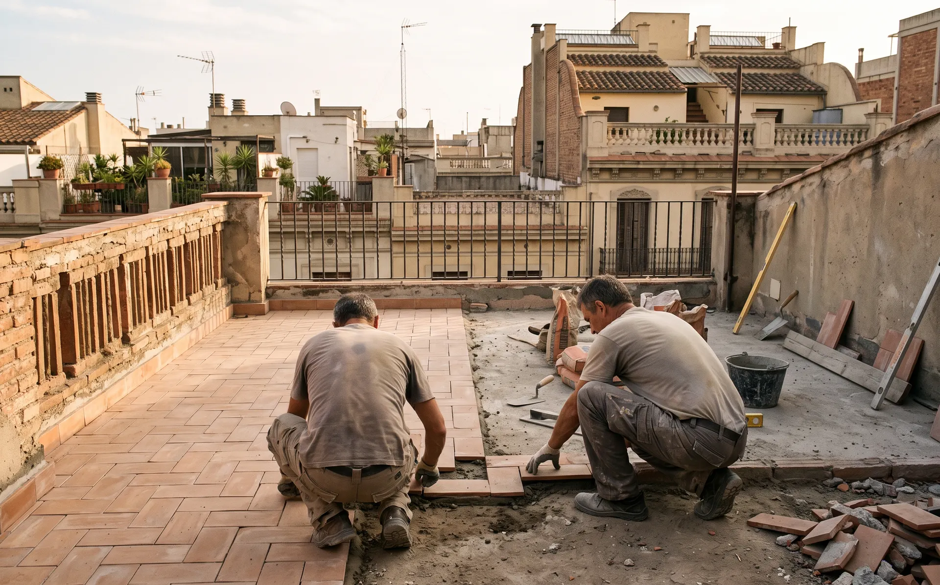 Terraza terminada con suelo nuevo
